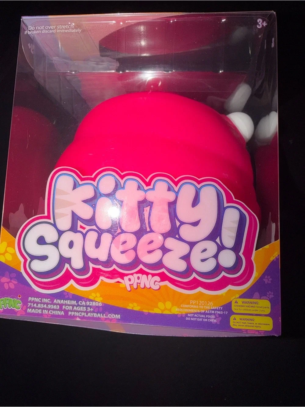Jumbo Squeeze Kitty Squeeze Bright Hot Pink Plush Toy